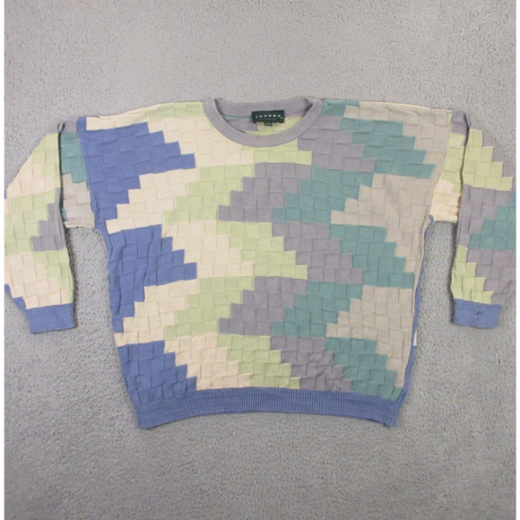 Tundra Canada Sweater Mens XL 3D Knit‎ Geometric Textured Grandpa Coogi Style - Picture 1 of 12